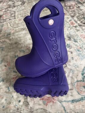 CROCS Kids Purple Handle Rain Boots